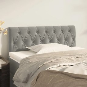 346334 vidaXL Cabeceira de cama veludo 100x7x78/88 cm cinzento-claro