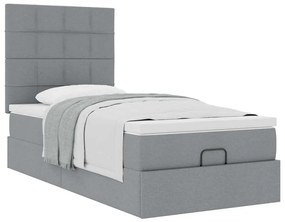 Estrutura cama otomana colchão 90x190 cm tecido cinzento claro