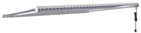 Toldo retrátil 4x3 m tecido e alumínio azul e branco