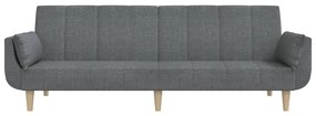 Sofá-cama 2 lugares com duas almofadas tecido cinzento-claro