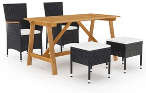 vidaXL 5 pcs conjunto de jantar para jardim preto