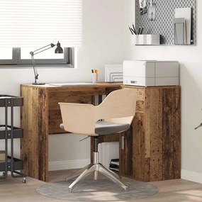 vidaXL Secretária de canto 2 pcs Madeira antiga 102 x 50 x 75 cm