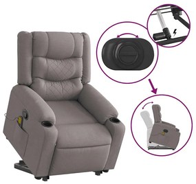 Poltrona elevatória de massagens tecido cinzento-acastanhado
