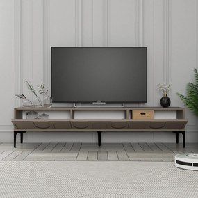 Móvel de TV "Lyon" – 180x42x35 cm – Taupe e Preto - Design Moderno