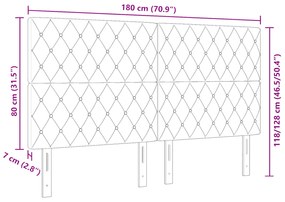 Cabeceira com Botões de Cristal em Veludo Cinza Escuro 180 cm