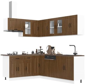 vidaXL 11 peças armário de cozinha conjunto Kalmar carvalho castanho