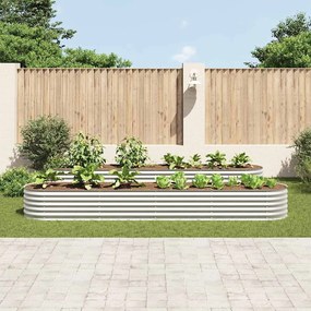 Canteiro elevado de jardim aço galvanizado 400x80x44cm prateado