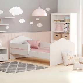 Cama infantil Wave branca 160x80 com grade - colchão e estrado incluído