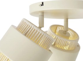 Foco de teto moderno bege com dourado 3 luzes giratório e inclinável - Kora