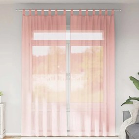 Cortinas de voile com bolsos para varão 2 pcs rosa