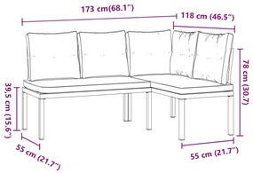 Bancos de jardim com almofadões 2 pcs aço revestido a pó preto