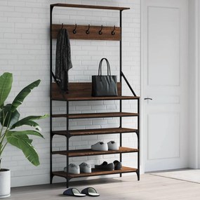 vidaXL Bengaleiro c/ arrumação calçado 90x34x184 cm carvalho castanho
