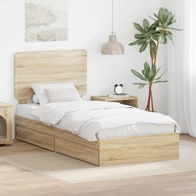 vidaXL Cama com Armazenamento com gaveta Carvalho Sonoma 100 x 200 cm