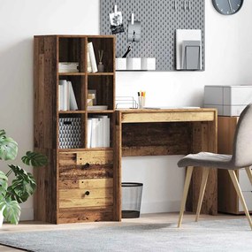 vidaXL Mesa com Armazenamento Madeira Velha Madeira Composta