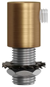 Brushed bronze metal round strain relief clamp provided with threaded tube nut and washer.