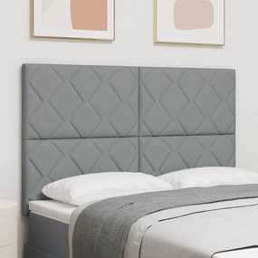 Cabeceira Design de Blocos de Diamante Cinza Claro 140 cm Tecido