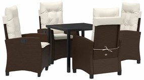 Conjunto de Jantar de Jardim com 5 Peças e Almofadas - Rattan Poliéste