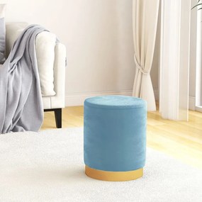 Banqueta com arrumação redonda veludo 31 x 37 cm azul-claro