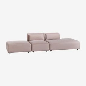Sofá Modular De 2 Peças Com Chaise Longue Direita E Pufe Fogler Bombazina Rosé - Sklum