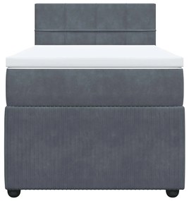 Cama com molas/colchão 90x200 cm veludo cinza-escuro