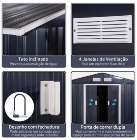 Outsunny Abrigo de Jardim Exterior Abrigo e Jardim Metálico para Armaz