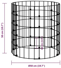 Canteiro elevado/cesto gabião em poste Ø50x50cm aço galvanizado