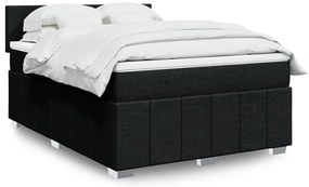 vidaXL Cama com molas/colchão 140x190 cm tecido preto