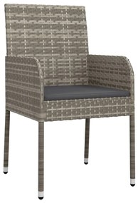 11 pcs conjunto jantar jardim c/ almofadões vime PE preto/cinza