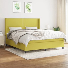 vidaXL Cama com molas/colchão 180x200 cm tecido verde