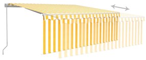 Toldo retrátil manual com estore/LED 4x3 m amarelo e branco