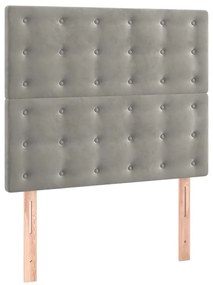 Cama com molas/colchão 80x200 cm veludo cinza-claro