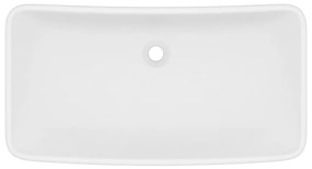Lavatório luxuoso retangular 71x38 cm cerâmica branco mate