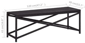 Banco de jardim 120 cm vime PE preto