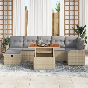 Conjunto de Sofás de Jardim vidaXL com 8 Peças e Almofadas em Rattan P