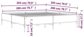 Estrutura de cama 200x200 cm derivados madeira/metal