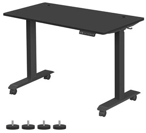 SONGMICS Mesa elétrica ajustável em altura, 60 x 120 cm, superfície de mesa, motor duplo, infinitamente ajustável, função de memória com 4 alturas, proteção contra carga, preta LSD201B02