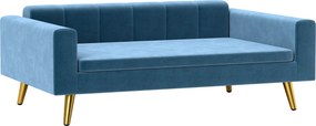 PawHut Sofá para cão cama para cão design escandinavo almofada macia pés metal dourado 94 x 59,5 x 31,5 cm veludo sedoso azul | Aosom Portugal
