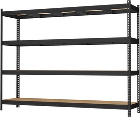 Estante de chão com 4 prateleiras, 60 x 200 x 183 cm, garagem, arrumos Preta