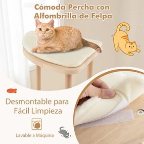 Arranhador para gatos com tábua Posto de arranhar de sisal Plataforma de poleiro almofadada Brinquedo suspenso Centro de actividades suspenso Bege