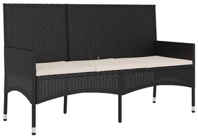 4 pcs conjunto lounge de jardim c/ almofadões vime PE preto