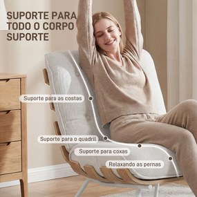 Poltrona de Sala Estofada em Linho com Assento Acolchoado Suporte com Estrutura de Aço 62,5x94x81 cm Creme