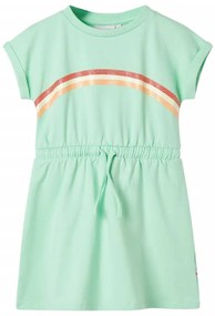 Vestido de criança com cordão verde brilhante 128