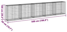 Cesto gabião com cobertura 500x50x100 cm ferro galvanizado