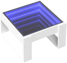 Mesa de centro luzes LED Infinity 50x53x30 cm branco