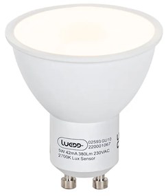 Conjunto de 5 Lâmpada LED GU10 sensor claro-escuro 5W 380 lm 2700K