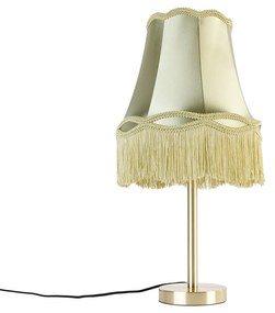 Candeeiro de mesa clássico latão com cúpula verde Granny 30 cm - Simplo Clássico / Antigo