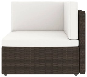 8 pcs conjunto lounge p/ jardim c/ almofadões vime PE castanho