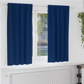 vidaXL Cortinas Blackout com Argolas 2 pcs Azul Escuro 175 x 140 cm