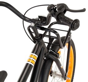 Bicicleta criança c/ plataforma frontal roda 18" preto/laranja