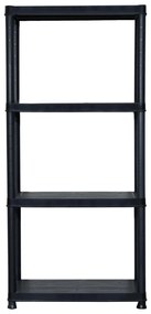 Unidade com 4 prateleiras 61x30,5x130 cm plástico preto